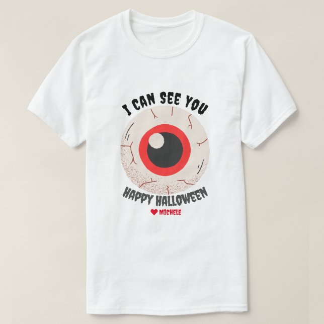 Simple Happy Halloween a eye family and friends T-Shirt (Design Front)