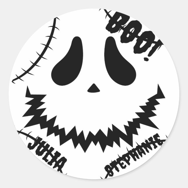 Simple Happy Halloween Boo family and friends Name Classic Round Sticker (Front)