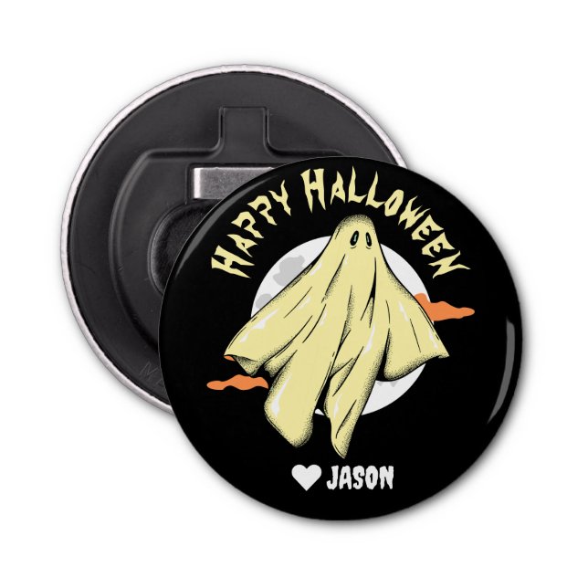 Simple Happy Halloween boo spooky ghost Bottle Opener (Front)