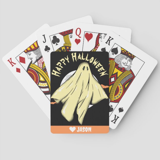 Simple Happy Halloween boo spooky ghost Playing Cards (Back)
