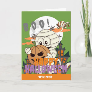 Simple Happy Halloween Mummy family and friends Card