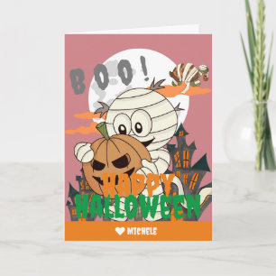 Simple Happy Halloween Mummy family and friends Card