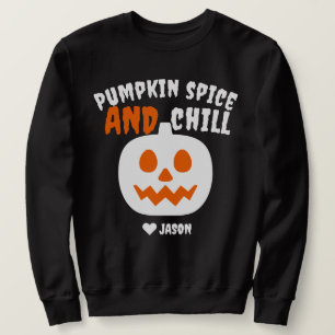 Simple Happy Halloween spooky orange pumpkin Sweatshirt