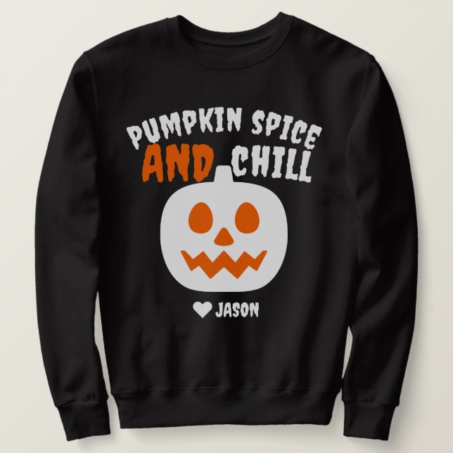 Simple Happy Halloween spooky orange pumpkin Sweatshirt (Design Front)