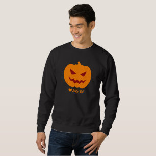 Simple Happy Halloween spooky orange pumpkin Sweatshirt