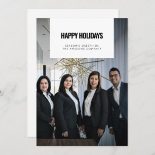 Simple Happy Holidays Corporate business photo Holiday Card