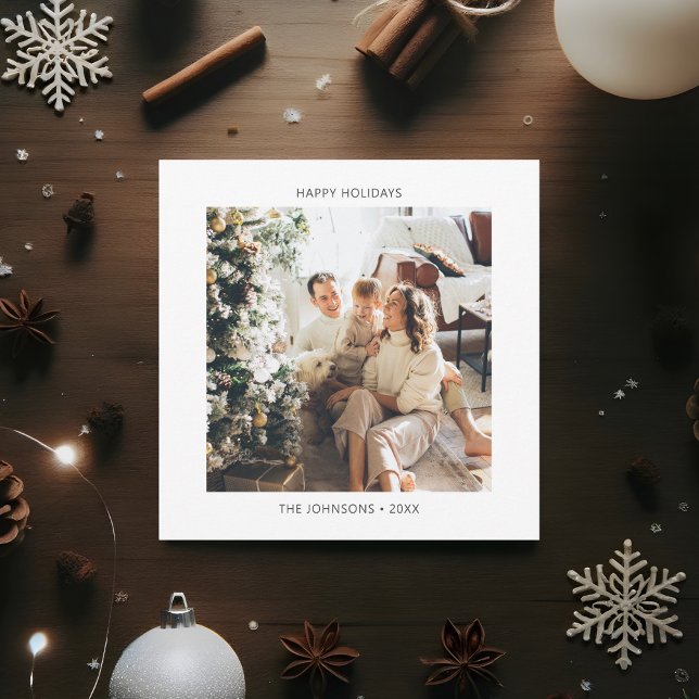Simple Happy Holidays One Photo Holiday Card (Creator Uploaded)