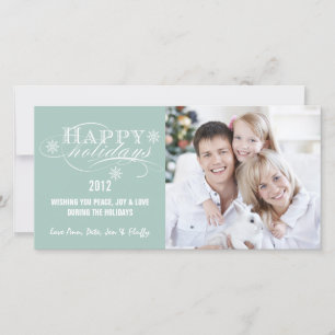 SIMPLE HAPPY HOLIDAYS PHOTO CARD MINT GREEN