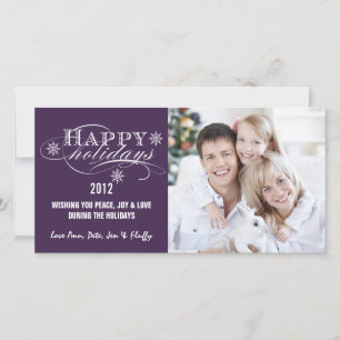 SIMPLE HAPPY HOLIDAYS PHOTO CARDS PURPLE