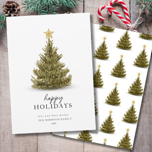Simple Happy Holidays Pine Tree Christmas Card