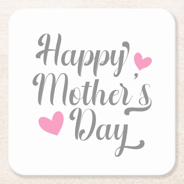Simple Happy Mother's Day Calligraphy | Coaster (Front)