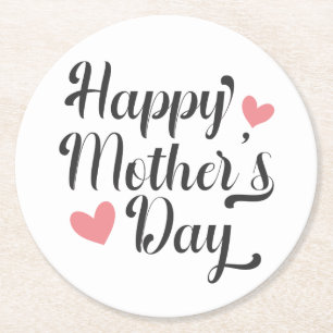 Simple Happy Mother's Day Calligraphy   Coaster