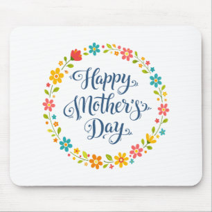Simple Happy Mother's Day Calligraphy Floral    Mouse Mat