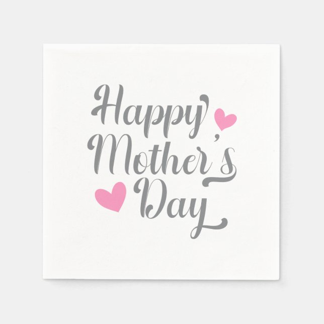 Simple Happy Mother's Day Calligraphy Paper Napkin (Front)