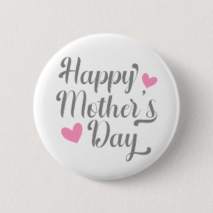 Simple Happy Mother's Day Calligraphy Pin Button