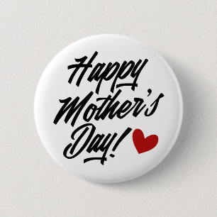 Simple Happy Mother's Day Calligraphy Pin Button