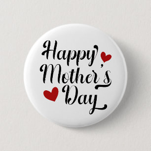 Simple Happy Mother's Day Calligraphy Pin Button