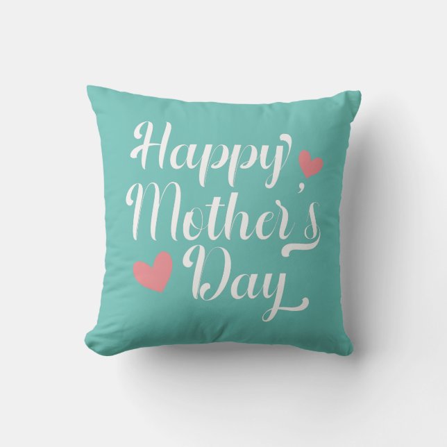 Simple Happy Mother's Day Calligraphy Throw Pillow (Front)