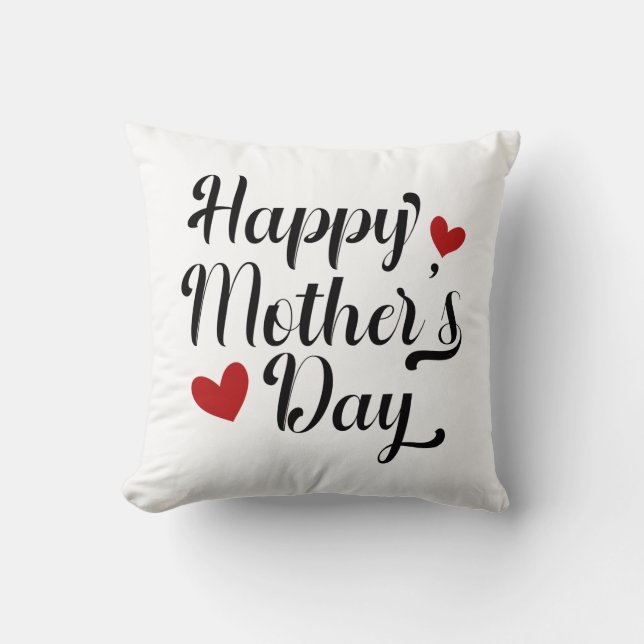 Simple Happy Mother's Day Calligraphy Throw Pillow (Front)