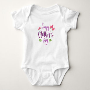 Simple Happy Mother's Day Floral   Bodysuit