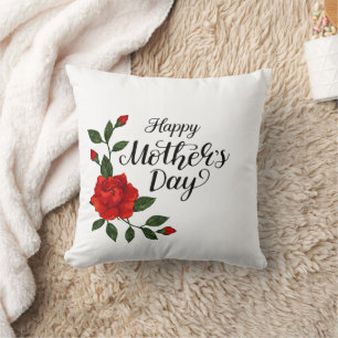 Simple Happy Mother's Day Floral Calligraphy    Cushion