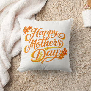 Simple Happy Mother's Day Floral Calligraphy    Cushion