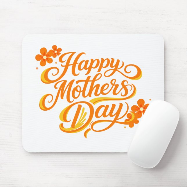 Simple Happy Mother's Day Floral Calligraphy |  Mouse Mat (With Mouse)