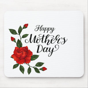 Simple Happy Mother's Day Floral Calligraphy Mouse Mat