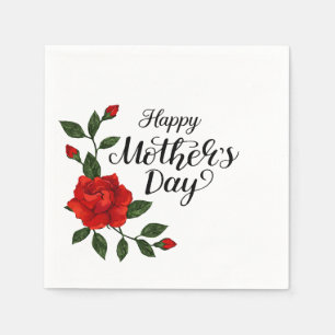 Simple Happy Mother's Day Floral Calligraphy    Napkin