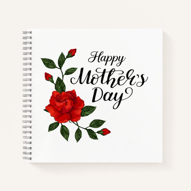 Simple Happy Mother's Day Floral Calligraphy |  Notebook (Front)