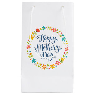 Simple Happy Mother's Day Floral Calligraphy    Small Gift Bag
