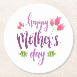 Simple Happy Mother's Day Floral   Coaster
