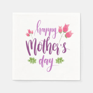 Simple Happy Mother's Day Floral Napkin