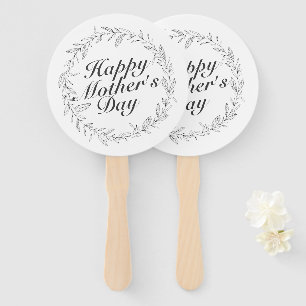 Simple Happy Mother's Day Floral Wreath Hand Fan