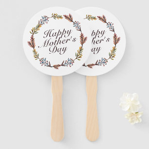 Simple Happy Mother's Day Floral Wreath Hand Fan