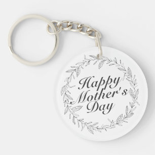 Simple Happy Mother's Day Floral Wreath Keychain