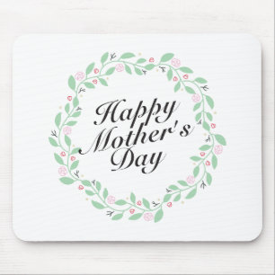 Simple Happy Mother's Day Floral Wreath Mousepad
