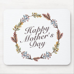 Simple Happy Mother's Day Floral Wreath Mousepad