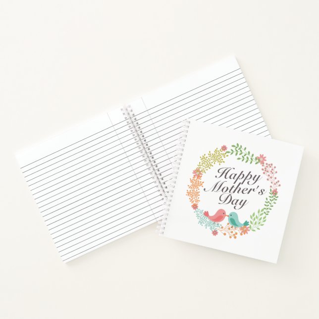 Simple Happy Mother's Day Floral Wreath Notebook (Inside)