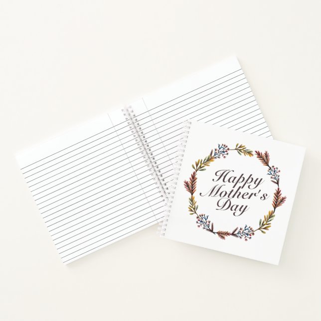 Simple Happy Mother's Day Floral Wreath Notebook (Inside)