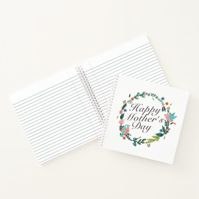 Simple Happy Mother's Day Floral Wreath Notebook (Inside)
