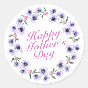 Simple Happy Mother's Day Floral Wreath Sticker