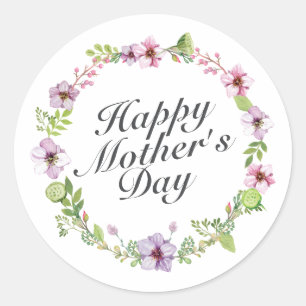 Simple Happy Mother's Day Floral Wreath Sticker