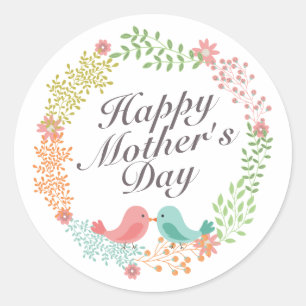 Simple Happy Mother's Day Floral Wreath Sticker