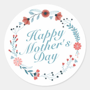 Simple Happy Mother's Day Floral Wreath Sticker
