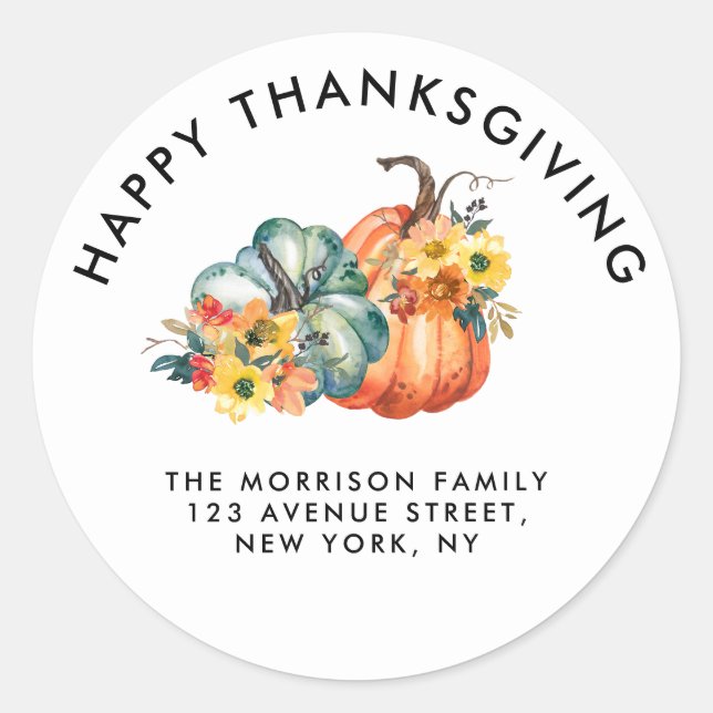 simple happy thanksgiving classic round sticker (Front)