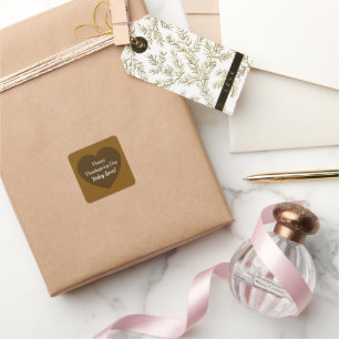 Simple Happy Thanksgiving Day Turkey Lover Brown Square Sticker