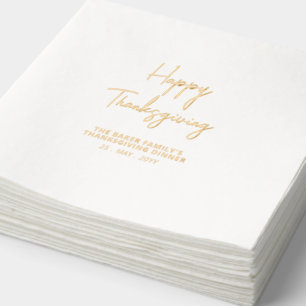 Simple Happy Thanksgiving Dinner Foil Napkins