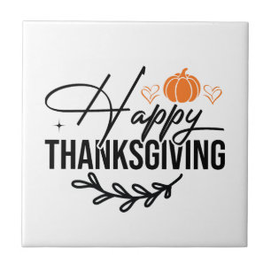 Simple Happy Thanksgiving Pumpkin Tile