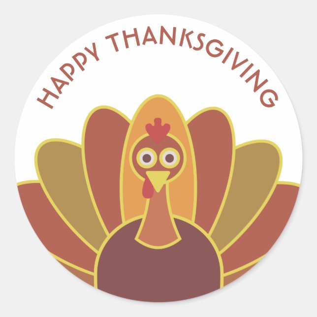 Simple Happy Thanksgiving Turkey | Sticker (Front)